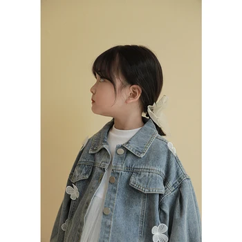 

baby girls 2020 new coat Korea hubble bubble sleeve leisure denim jackets
