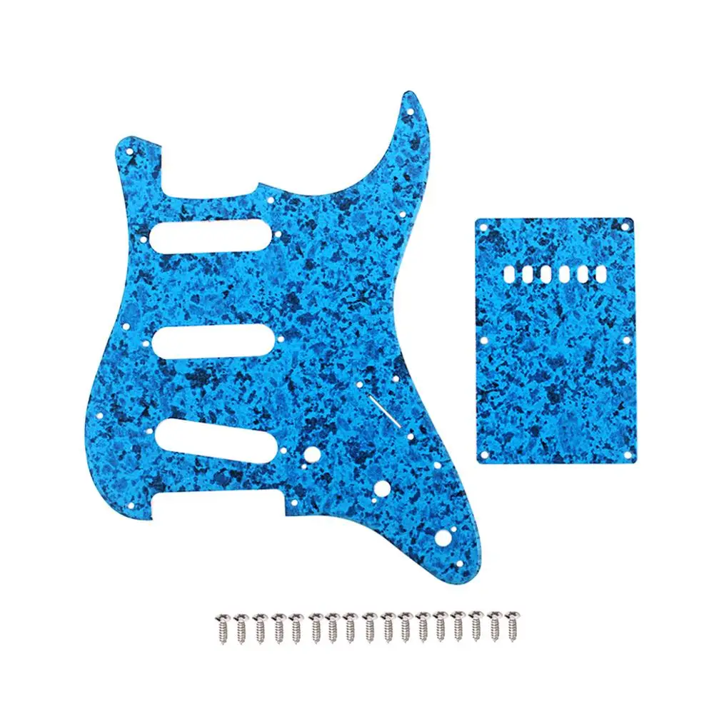 Набор из 1Ply состаренной гитары Pickguard Script Plate Strat SSS 11 отверстий и полости пружинная крышка задняя пластина w/Винты