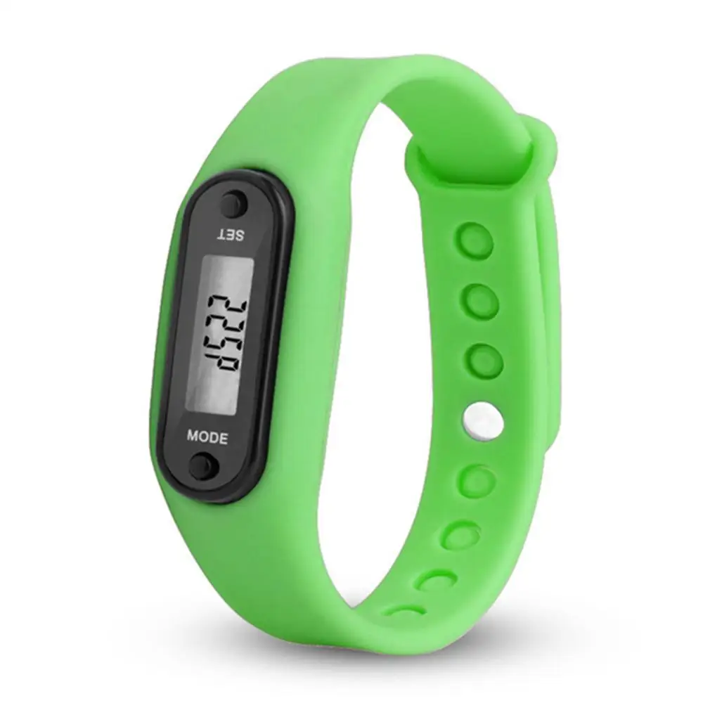 Спортивные Смарт наручные часы браслет дисплей фитнес-датчик шаг трекер цифровой ЖК-дисплей шагомер бег шаг ходьбы счетчик калорий - Цвет: Зеленый