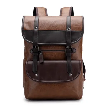 

Computer School Travel Message Backpacks High Quality Leather Vintage Men Backpack New Style Large-Capacity Business Casual Bags