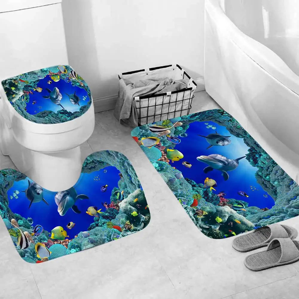 

Bathroom Mat 3pcs Non-Slip Fish Scale Bath Mat Bathroom Kitchen Carpet Doormats Decor antislip tapes bath rugs Bathmat Cover Rug