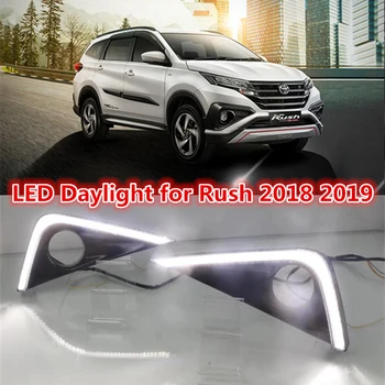 

2PCS LED DRL Daytime Running Light With Yellow Turn Signal Style Relay 12V ABS Waterproof Fog Lamp For Toyota Rush 2018 2019