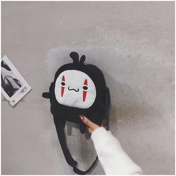 Cute Cartoon No Face Man Plush Bag Hayao Miyazaki Messenger Bag for Kids Adults