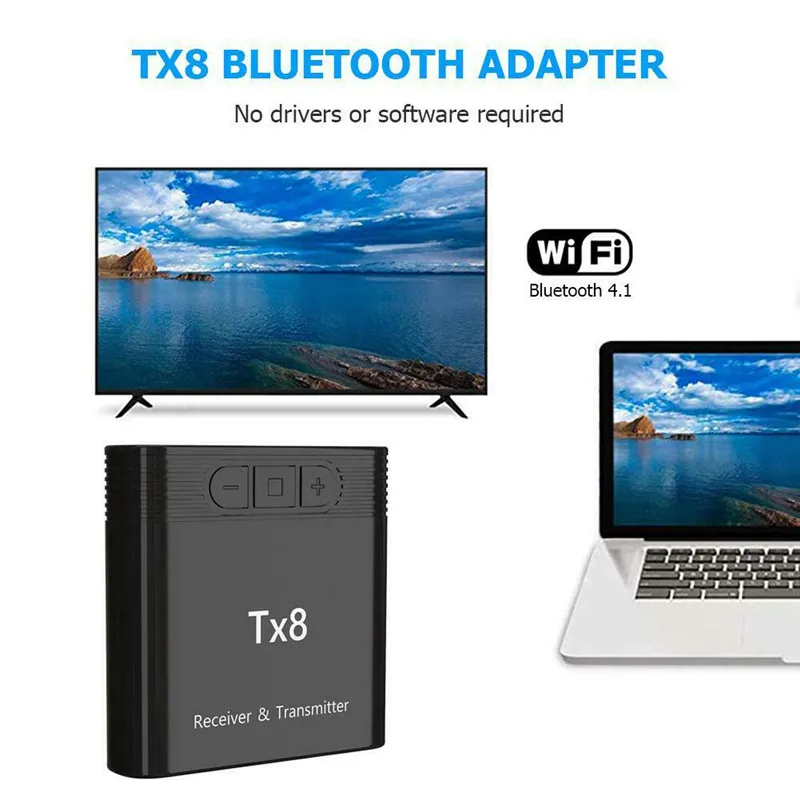 TX8 2 в 1 Bluetooth 5,0 передатчик и приемник 3,5 мм аудио адаптер для ТВ ПК наушники смартфонов