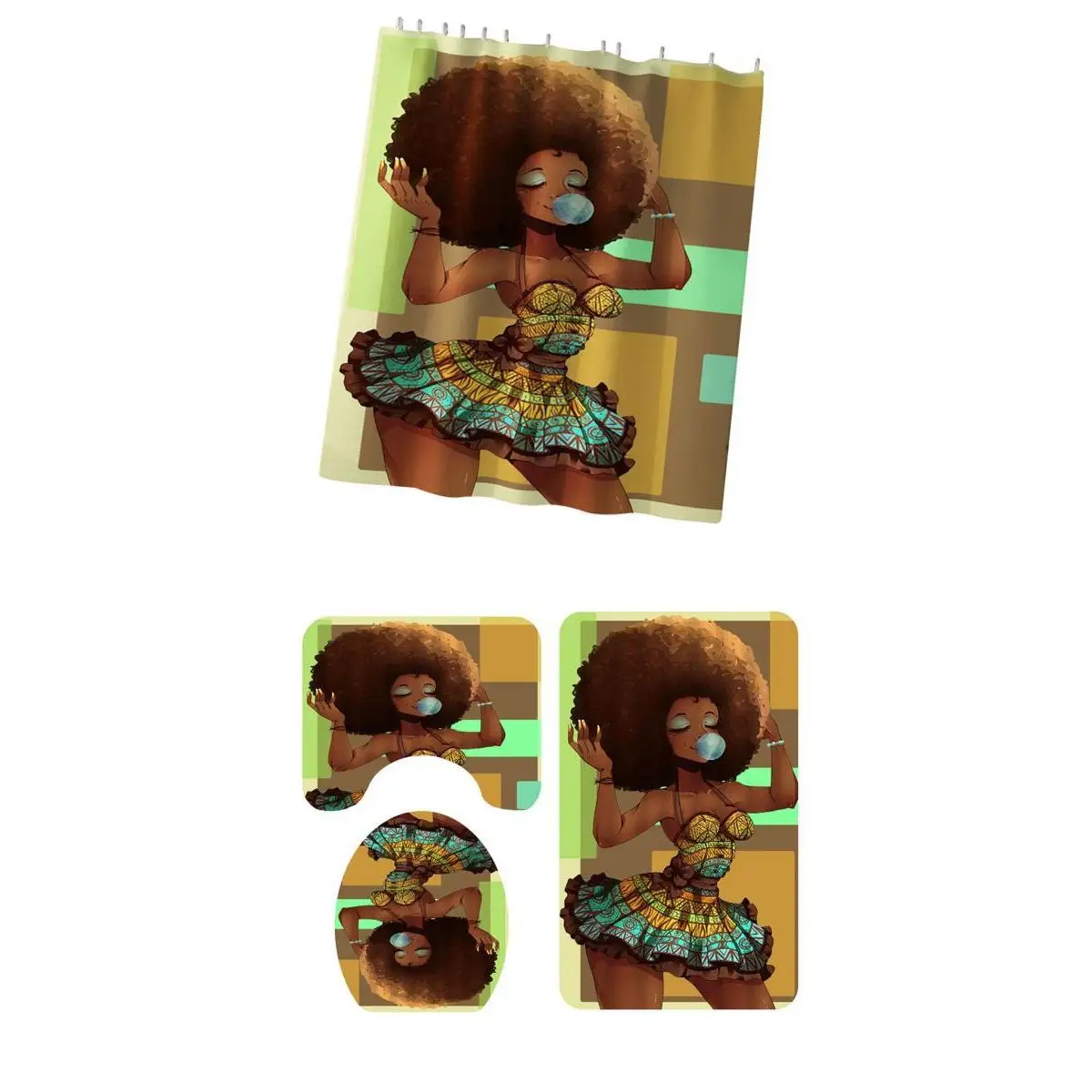 4 шт. набор душевых штор для ванной комнаты с коврики туалета крышка крышки Стиль