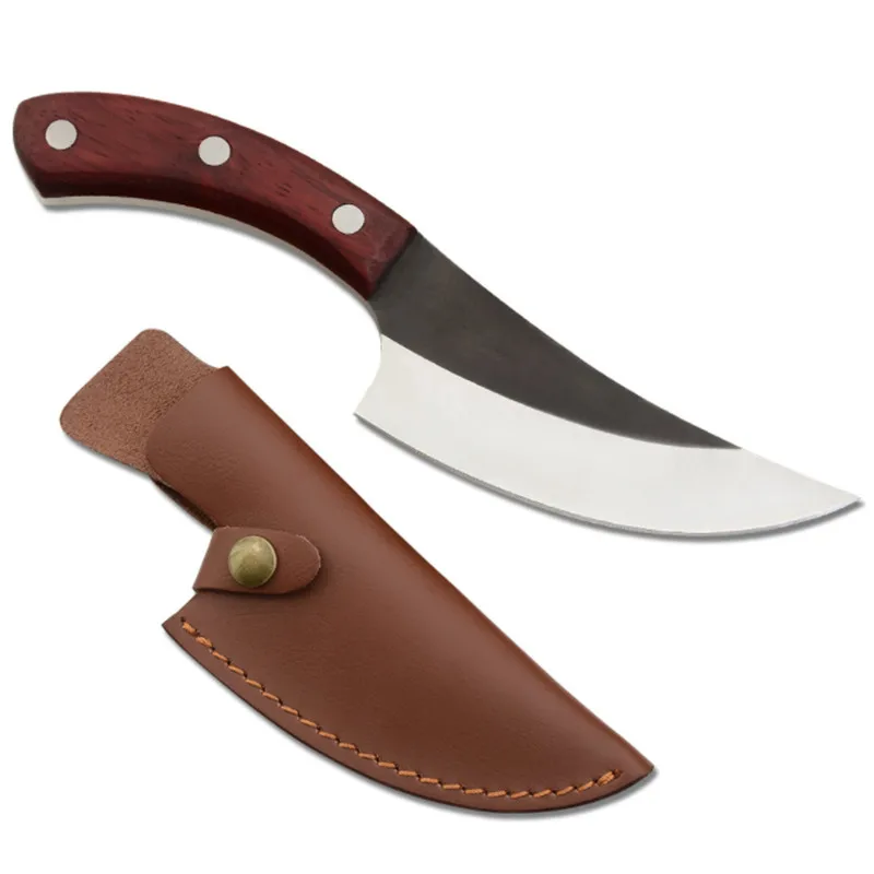 knife sheath Высокое качество, Высокоуглеродистая сталь, ковка, обвалка, кемпинг, сербийский нож, ручная работа, шеф-повар, Полный Тан, нарезанный кухонный нож для мясника - Цвет: knife sheath