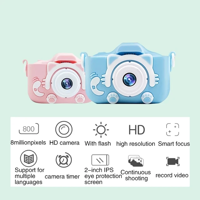 HD 1080P Kids Digital Camera 20MP Children Camera with USB Charger Built-In Game Camera Shockproof Silicone Protection Cover 3