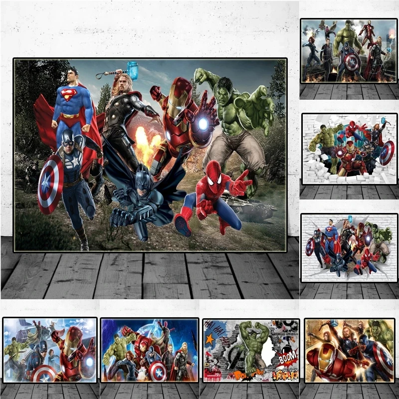 Настенная Картина на холсте Marvel мстители плакат из аниме Супергерои Железный