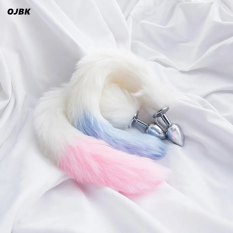 Анальная пробка с лисьим хвостом плюшевая массажер простаты из нержавеющей