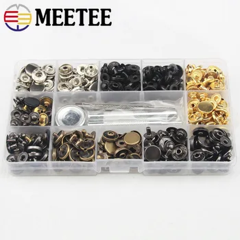

Meetee 60/90/120/132/150Pcs Metal Button Snaps Press Stud 6 Colors+Leather Buttons Fasteners Kit Installation Tools CN413