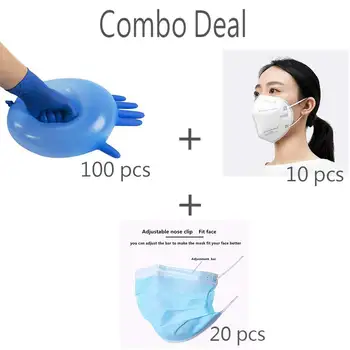 

100pcs Disposable Gloves and 20pcs Disposable mask and 10pcs mask 3in1 home use Non-woven mask For audlts children ZC1