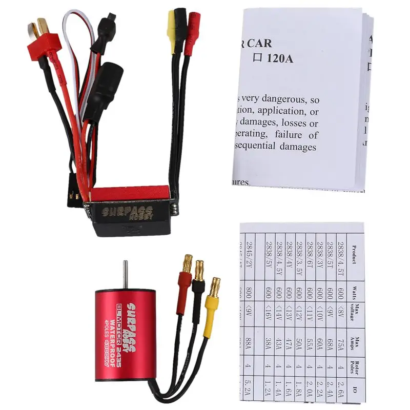 

Hot SURPASS HOBBY S2435 4800KV Sensorless Brushless Motor and 25A Brushless ESC Combo Set for 1/16 1/18 RC Car Truck