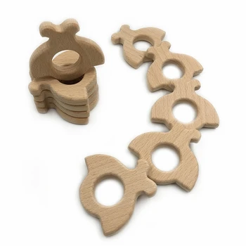

New Organic Natural Handmade Ladybug Wooden Teether DIY Personalized Pendant Eco-Friendly Safe Baby Teether Toys Dental Care