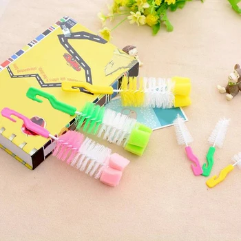 

Baby Bottle Brush with Hook to Clean Sponge Head Paper Card Packaging Bottle Brush with Random Colors