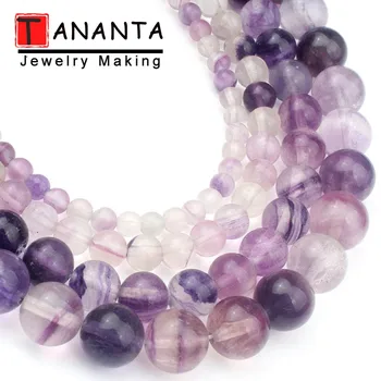 

Natural Purple Fluorite Beads Round Loose Spacer Stone Beads DIY Charm Bracelets Necklace For Jewelery Making 4 6 8 10mm 15 Inch