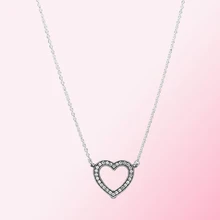 Женское классическое ожерелье с открытым сердцем из 100% стерлингового серебра 925 пробы, бесплатная доставка, оптовая продажа, 2019