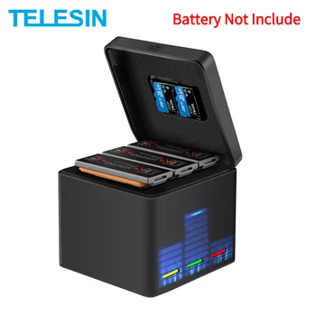 

TELESIN 3 Ways Battery Charger 2 TF Card Storage Box With LED Light Intelligent Charging Box For DJI Osmo Action Accessories