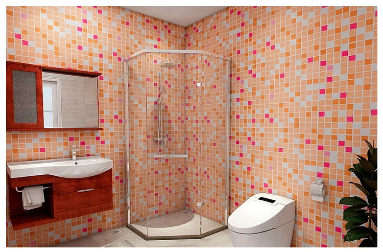 Bathroom Waterproof Mosaic Wall Stickers Kitchen Oil Proof Decoration Wallpaper Bath Toilets Self Adhesive Tiles Decorative Film