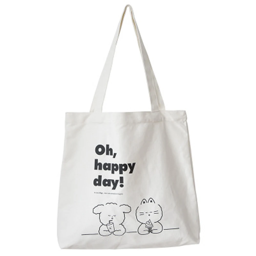 Оригинальная мультяшная плечевая сумка с принтом женская холщовый мешок милая Большая вместительная сумка