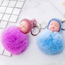 DY-183 шерсть Кепки сна кукла-брелок для ключей Творческие маленькие подарки автомобильные аксессуары для мобильных телефонов кулон с меховыми помпонами куклы