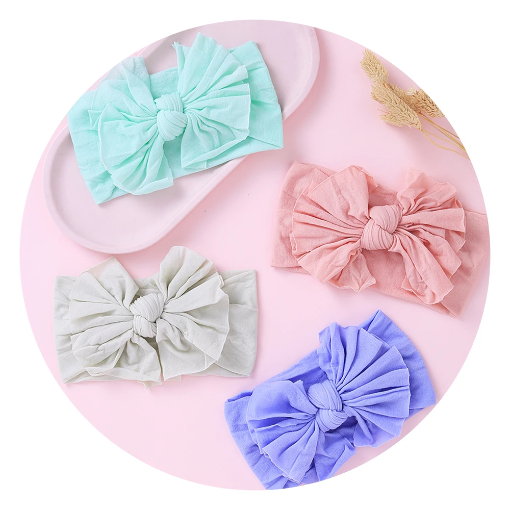 

Baby Big Bow Soft Nylon Headbands Children Nylon Turban Hairband Oversize Bunny Bow Headwear Baby Girl Head Wrap Accessories