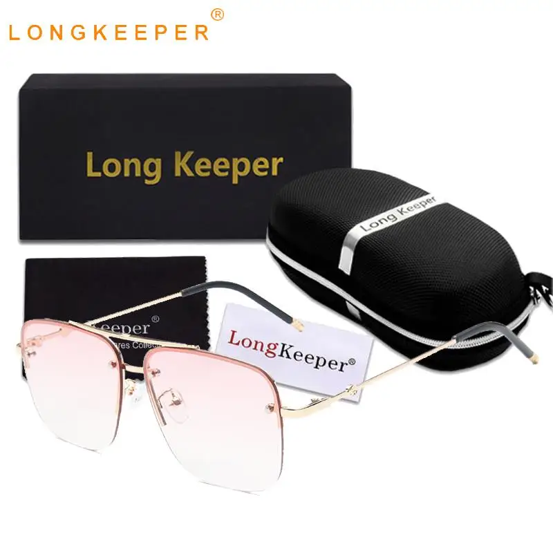 2020 New Square Sunglasses Women Men Trendy Semi-rimless Sun Glasses Female Pink Gradient Glasses Vintage Oculos Feminino UV400