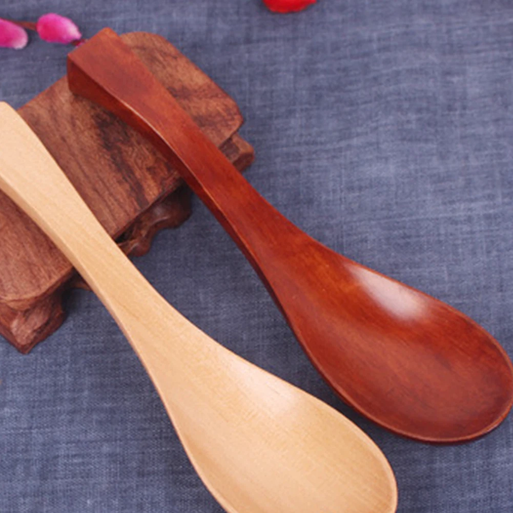 Kitchen Table Gadgets Soup Spoons Wooden Spoon Natural Handmade Spoons Robust and Easy to Clean Suitable for Three-Piece Suit for Families Kitchens Parties and Restaurants Three Sizes Wood Color