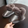 2022 New Winter Girls Boots Leather Princess Warm Plush Cotton Kids Shoes Non-slip Fashion Toddler Baby Shoes 15-25 ► Photo 3/6