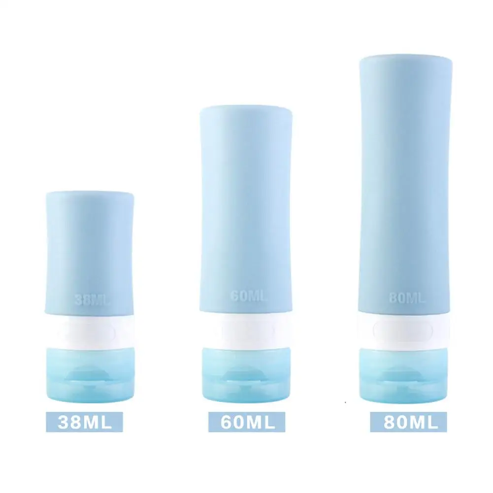 3PCS Portable Travel Shampoo Dispenser Bottles Silicone Cosmetic Bottling Shower Gel Soap Container Squeezable Travel Tube Set