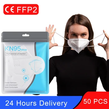 

50 PCS KN95 Mask 5 Layers FFP2 EN149 European Standard Protection Masque Respirator Protective PM2.5 Anti Dust Pollution Mask