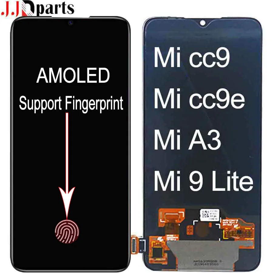 Сенсорный ЖК дисплей AMOLED для Xiaomi Mi A3 сенсорный экран MI 9 Lite CC9 CC9E с датчиком