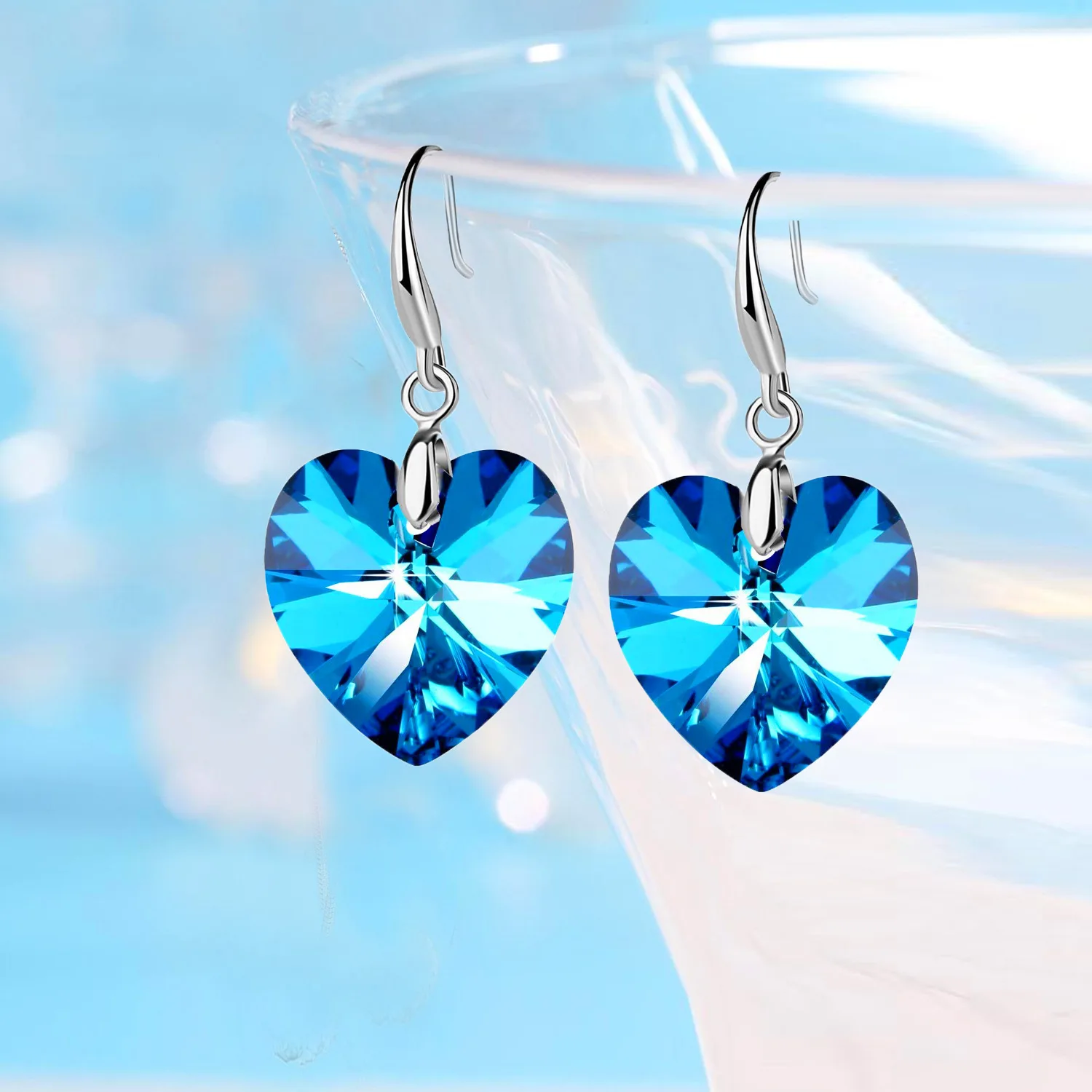 Heart Beads Pendant Necklace Earring Charm Crystal Glass 1 SET pendant earrings crystal earrings