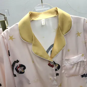 

Fiklyc New Pajamas Women Spring And Autumn Sweet Long-Sleeved Lapel Home Service Thin Suit