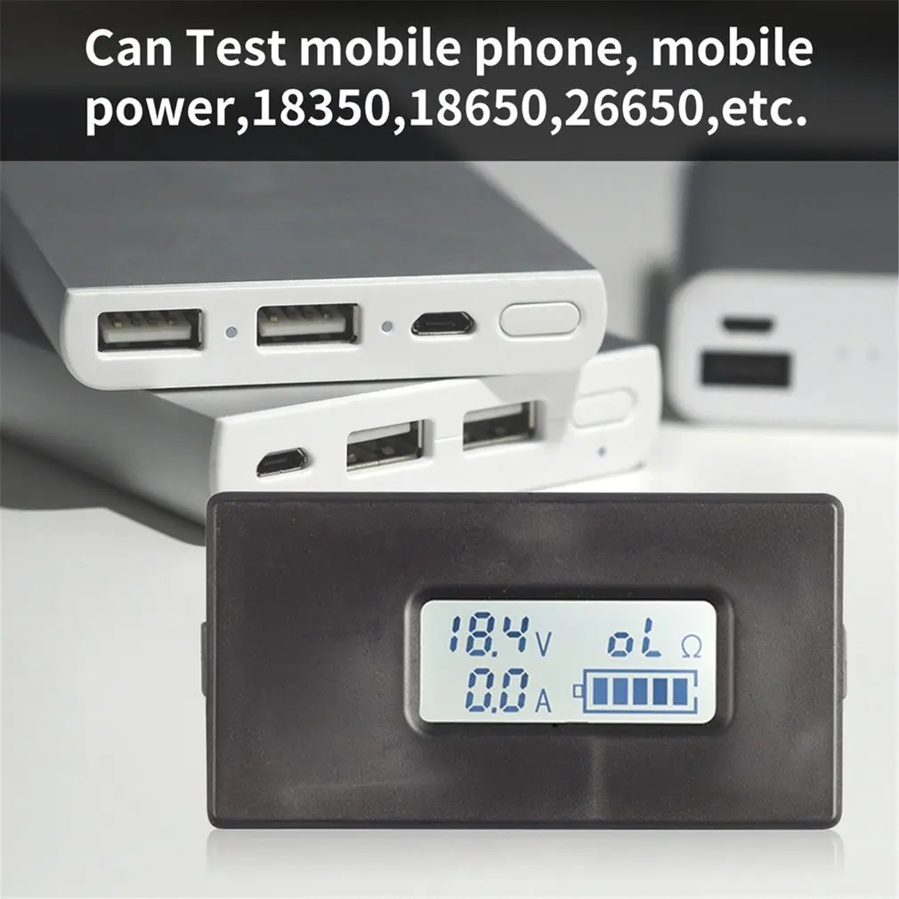 Battery Tester Detector Digital DC Current Voltage Meter Discharge Resistance Residual Electricity Meter With Backlight