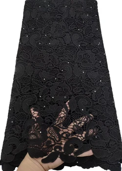 

Popular 2019 Latest Nigerian ATB87 milk silk Fabric High Quality African Laces Fabric for Wedding Dress French Cord Lace BLACK