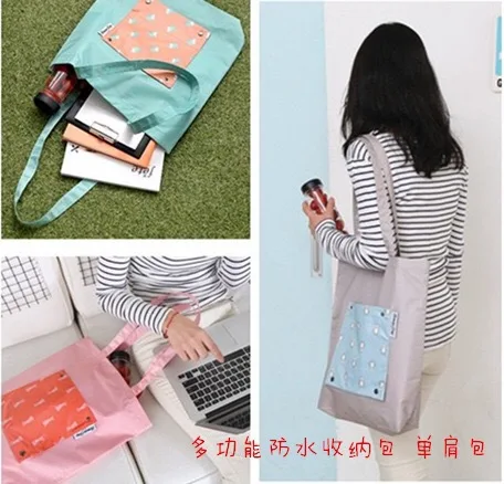 

Cute Cartoon Folding Shopping Bag Soft Polyester Tote Bag Daily Use Nursing Equipped