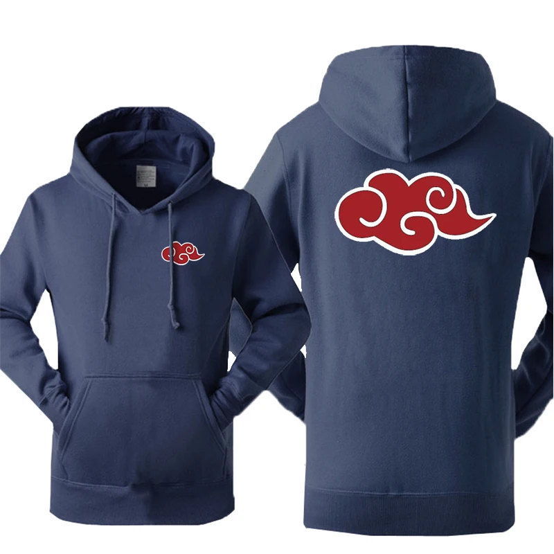 Dark Blue Наруто косплей мужские толстовки Толстовка Akatsuki спортивный костюм флис с капюшоном уличная одежда Япония Аниме Спортивная одежда Зимний теплый пуловер - Цвет: Dark Blue