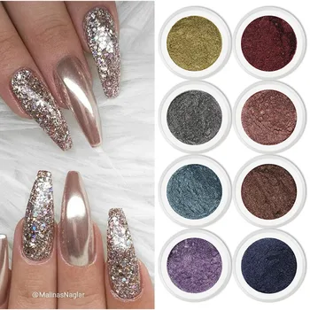 

1 Box Rose Gold Mirror Metallic Nail Glitter Powder Gold Silver Nails Art Gradient Chrome Pigment Dust Nail Art Decorations