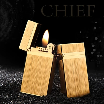 

2020 Crisp Sound Flint Lighter Kerosene Side Sliding Metal DING Cigarette Gasoline Lighter Flower Pattern Gadgets For Men