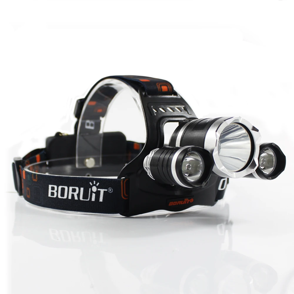 BORUiT RJ-3000 LED Headlamp 3000LM 4-Mode Waterproof Headlight USB Rechargeable 18650 Head Torch for Camping Hunting images - 6