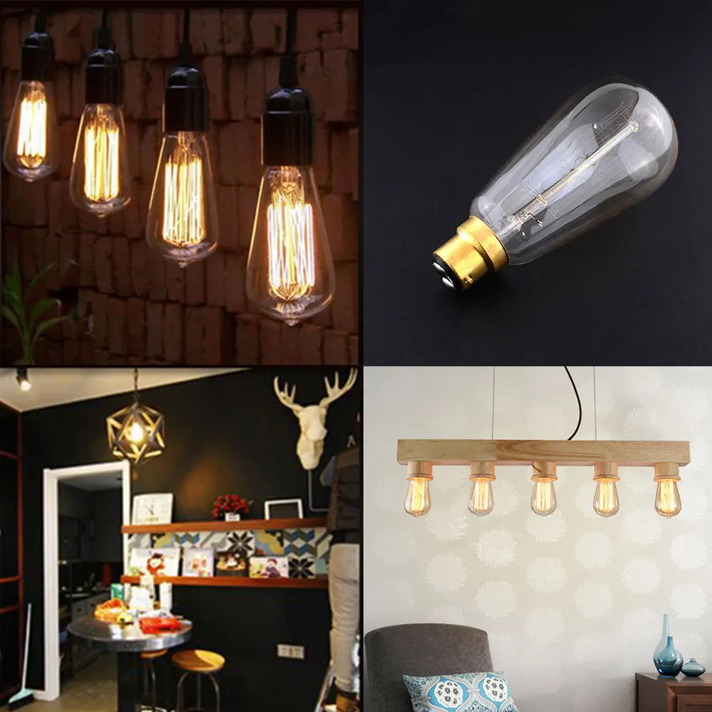 

Filament Warm White Light Vertical B22 ST64*Antique Edison Vintage 220V Bulb LED Bulb Lamp Style for Droplight Retro Light Bulb