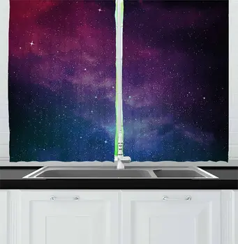 

Star Kitchen Curtains Universe Filled with Stars Nebula and Galaxy Cassiopeia Interstellar Astronomy Window Curtain for Kitchen