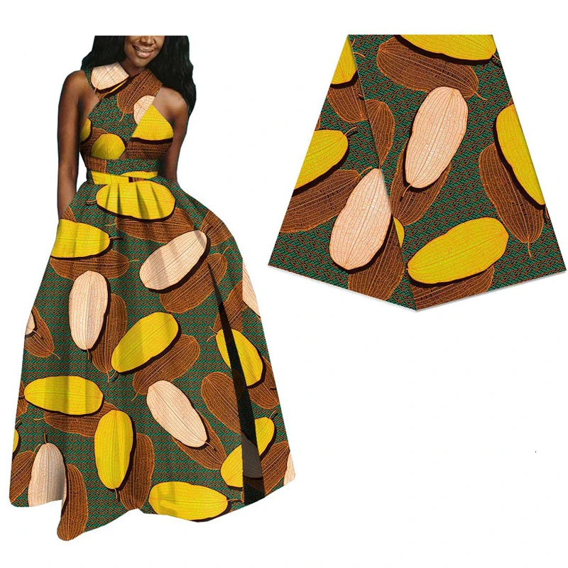 Ореховая печать настоящая вощеная ткань Анкара для вечерние платья 6 ярдов батик ткань высокого качества африканская настоящая голландская восковая ткань 561