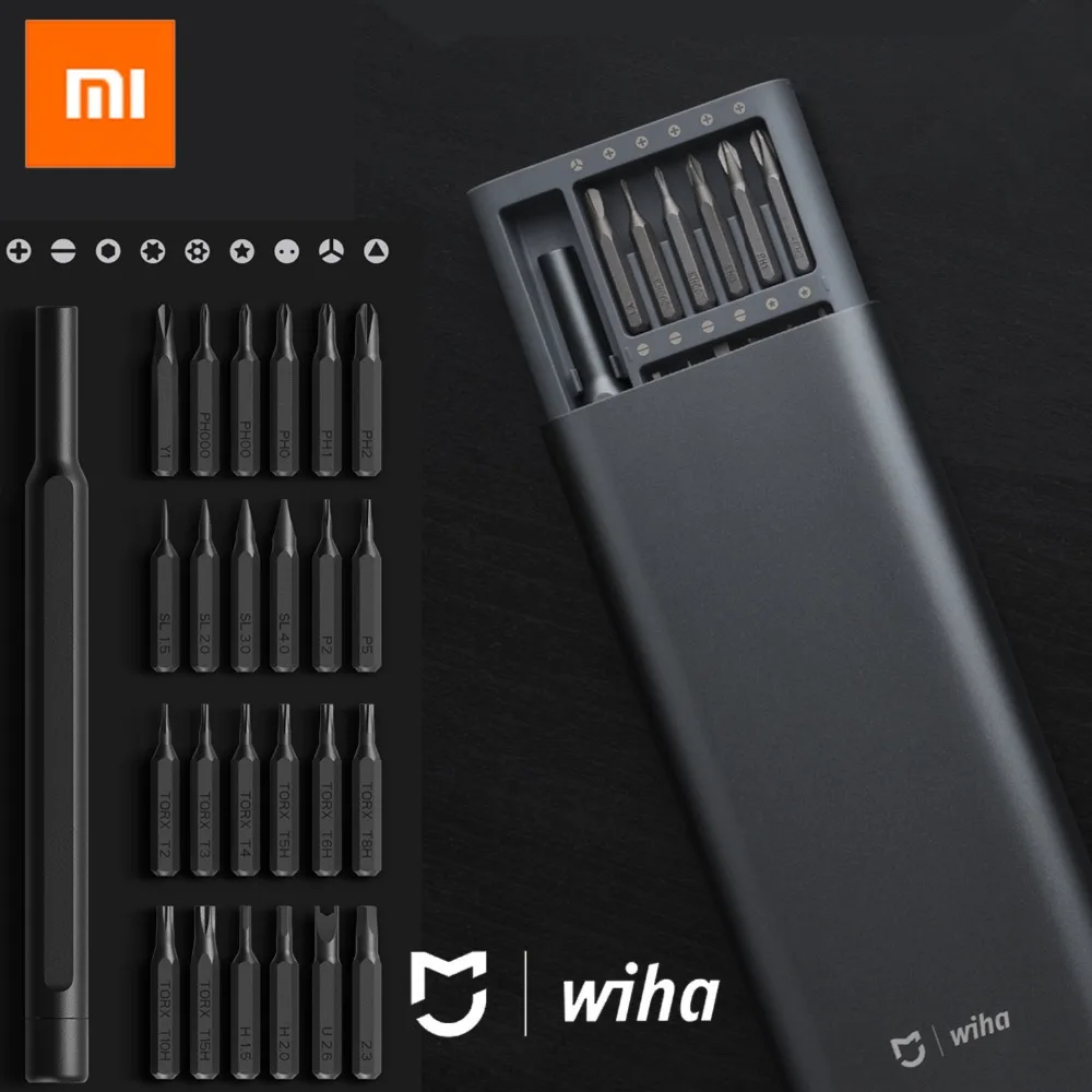 Xiaomi Mijia Wiha, набор винтов для ежедневного использования, 24 прецизионных магнитных биты, аллюминевая коробка, отвертка, xiaomi, комплект для умного дома