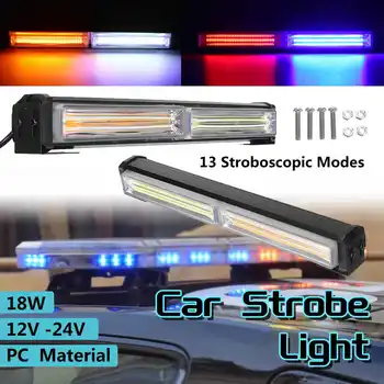

DC 12-24V 36W Car LED Net Light COB Strobe Police Lights One Tow Two Red Blue Yellow White Long Rod Light Car Warning Fog Lights
