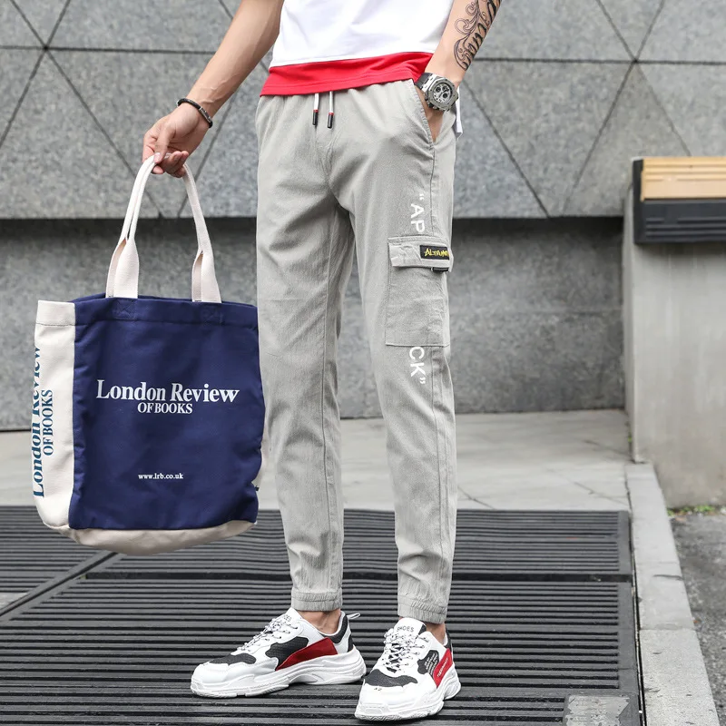 

Spring National Trends Bib Overall Men's Popular Brand Beam Leg Loose And Plus-sized Casual Athletic Pants MEN'S Ninth Pants Sub