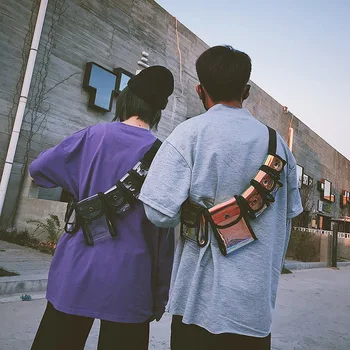 

2020 spring multi-pocket packet Messenger bag unisex fashion jelly bag pockets chest pack a small bag multi-pocket wallet