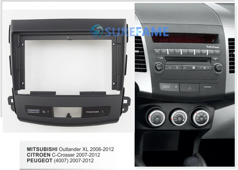 9-дюймовая Автомобильная радиоустановка Fascia Для MITSUBISHI Outlander XL 2006-2012 комплект