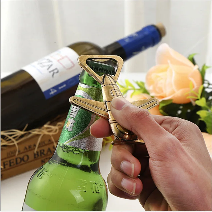Description Picture 6 of itemBottle Opener Keychain Antique Air Plane Beer Jar Openers Retro Airplane Metal Corkscrew Wedding Favors Party Gifts