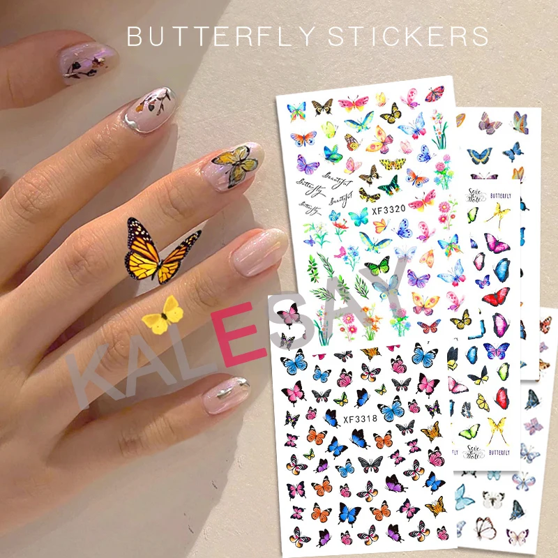3D Nail Art Sticker Butterfly Decals Manicure Design Flower on Nails Decoration Self Adhesive Top Quality Foil | Красота и здоровье